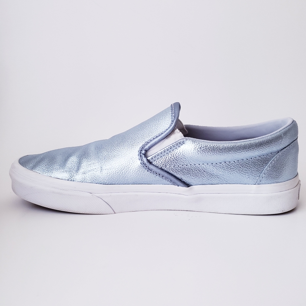 Vans Metallic Light Blue Classic Slip-on Shoes - Picture 8 of 14